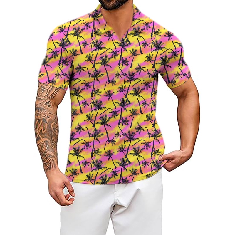 Men’s GRAPHIC PRINT V Neck Golf Polo Shirts