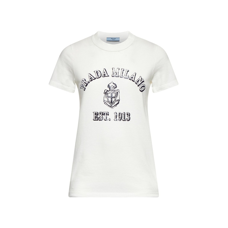 White printed jersey T-shirt|S|M|L