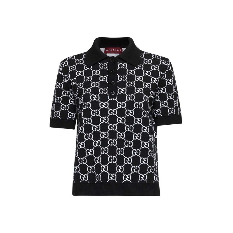 Black GG jacquard reversible polo shirt