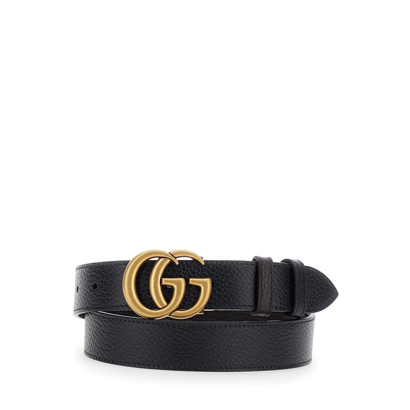 Black Reversible Belt with Buckle with Double G Logo in Leather Man