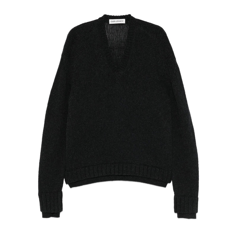 Charcoal V-Neck Merino Sweater