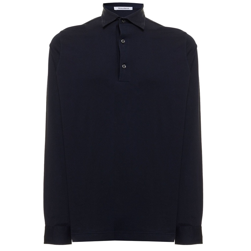 Gaudenzi Man’s Cotton Blue Long Sleeved Polo Shirt