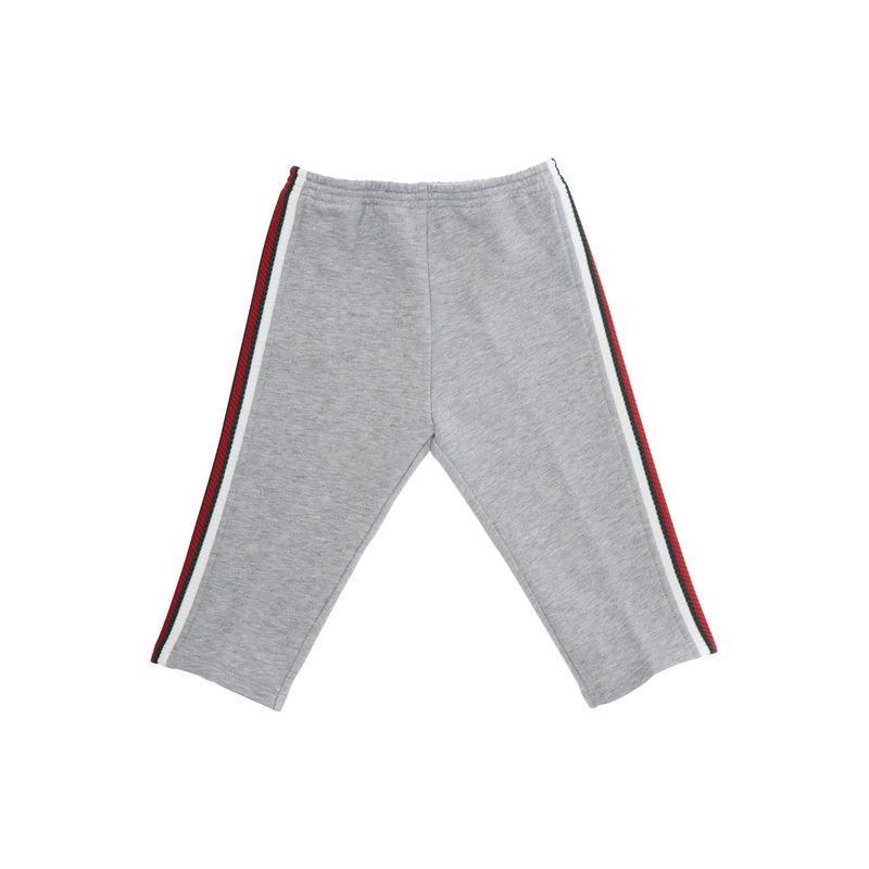 Grey Trousers with Web Pattern on Sides in Fabric Baby