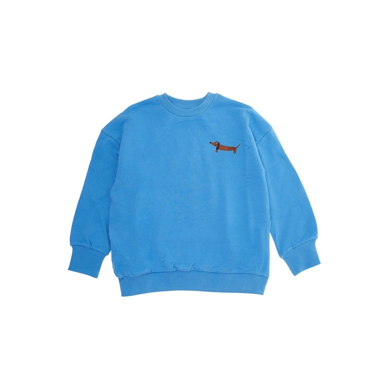 Light Blue Crewneck Sweatshirt with Print on the Front in Cotton Baby