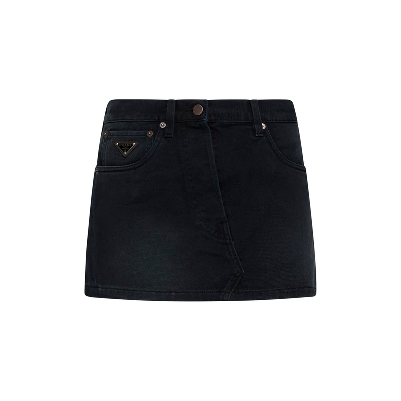 Logo-plaque denim miniskirt|40|42|44