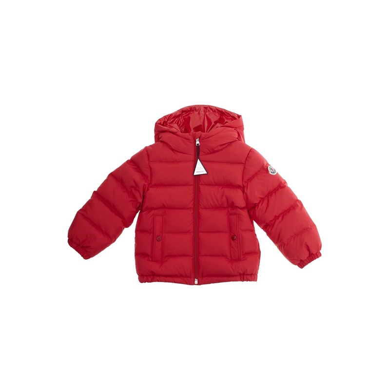 ‘Odile’ Red Down Jacket with Logo Plaque on the Zip Puller and Logo Patch on the Side in Tech Fabric Baby
