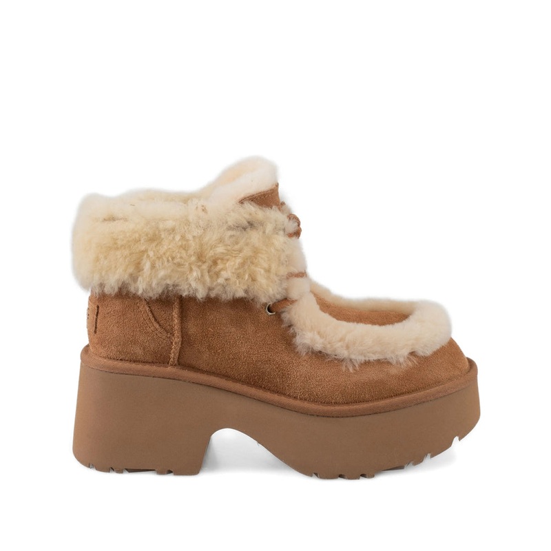 Shearling Lace-Up Platform Boots