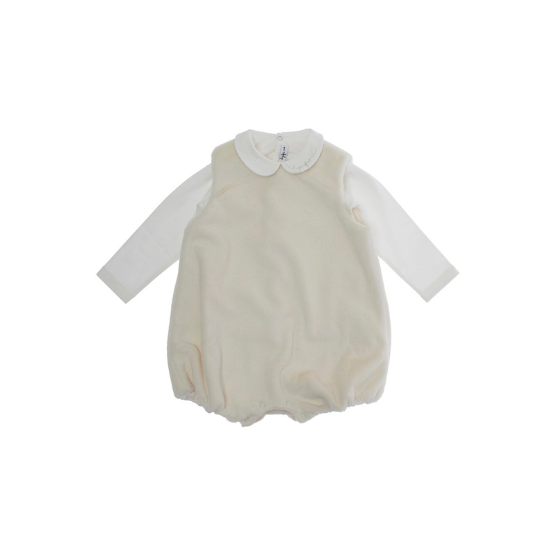 White Suit with Peter Pan Collar and Dungarees in Tech Fabric Baby