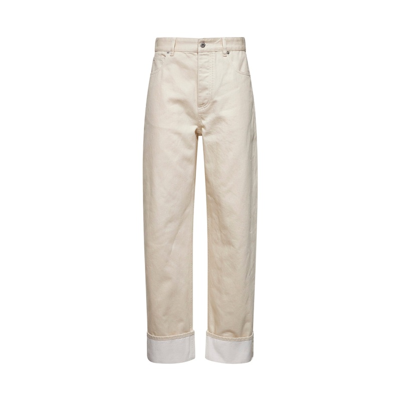 Beige denim turn-up jeans|38|40|42