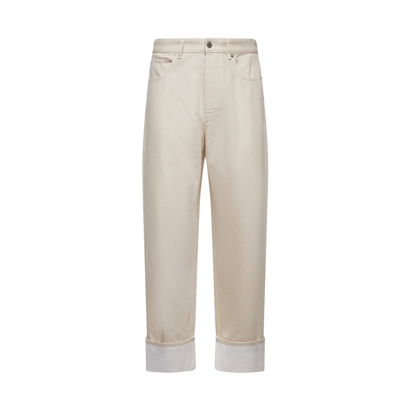 Beige denim turn-up jeans|46|48|50