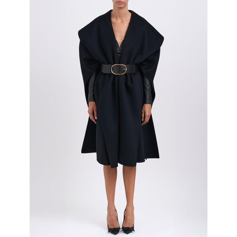 DOUBLE WOOL CLOTH COAT|BLACK|40|38