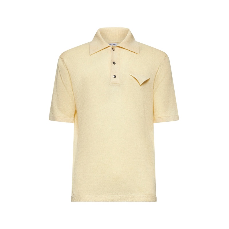 Yellow linen and cotton polo shirt