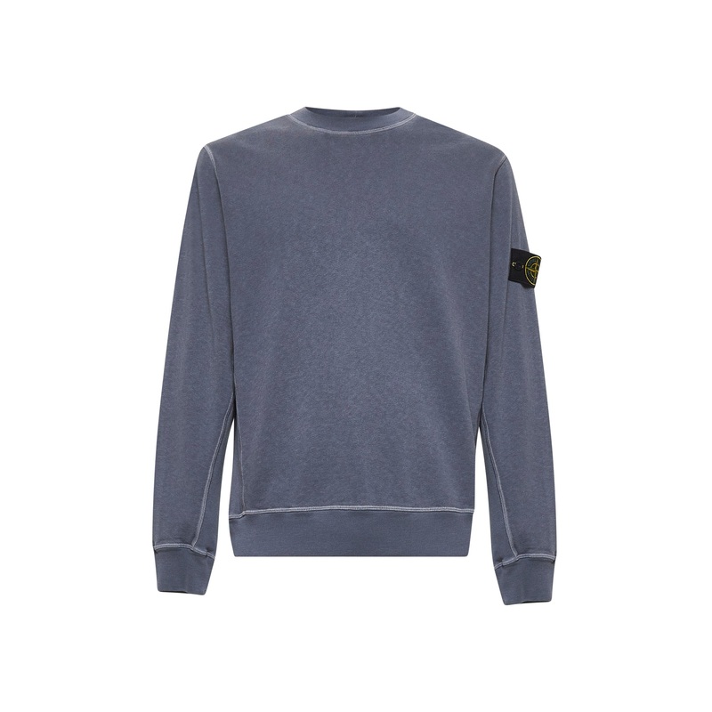 Avio blue malfil cotton fleece crewneck sweatshirt