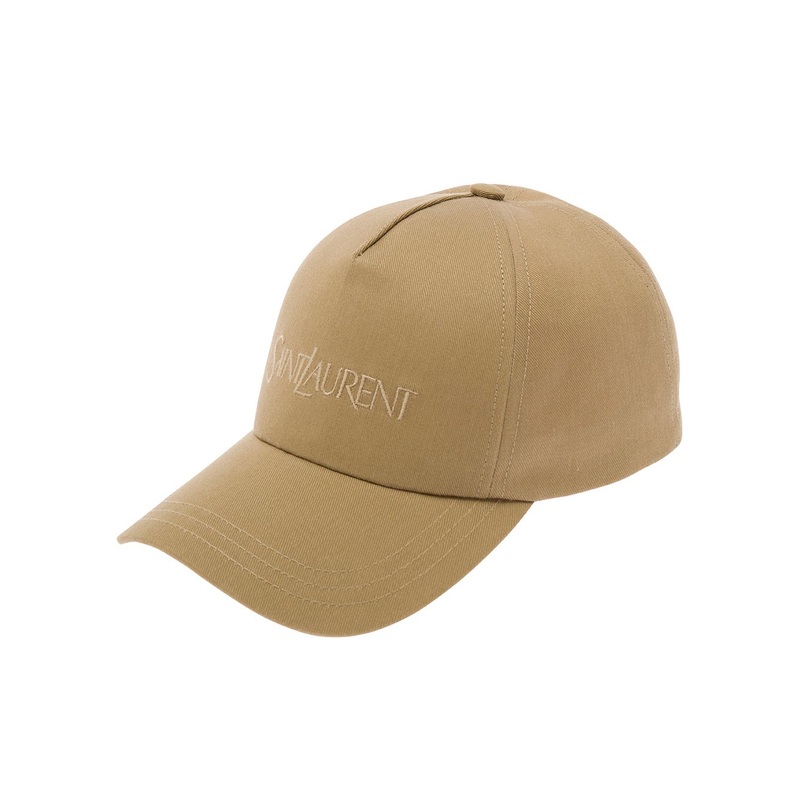 Beige Baseball Cap with Logo Lettering Embroidery in Cotton and Linen Man