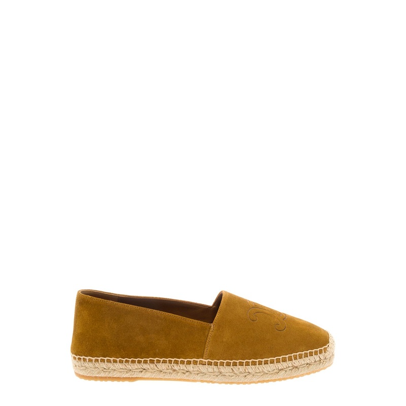 Beige Espadrillas with Triomphe Embroidery on the Front in Suede Man