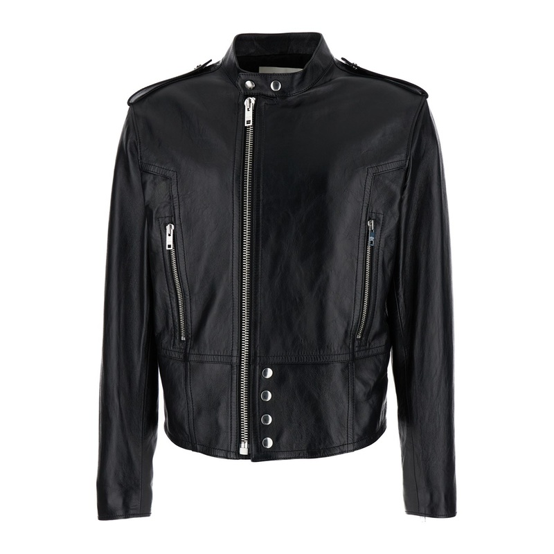 Black Biker Jacket in Leather Man