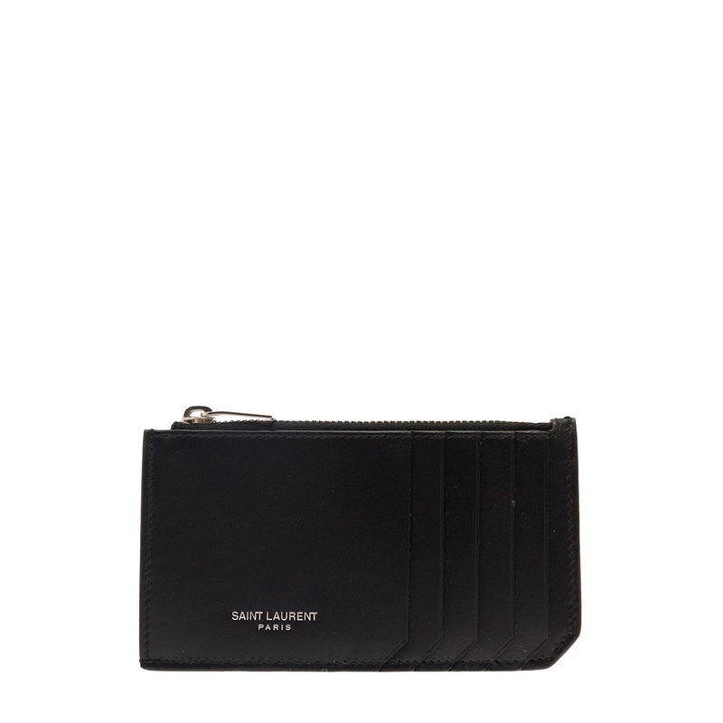 Black Card-Holder with Embossed Logo in Leather Man