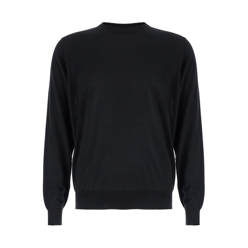 Black Crewneck Sweater in Wool and Cashmere Man