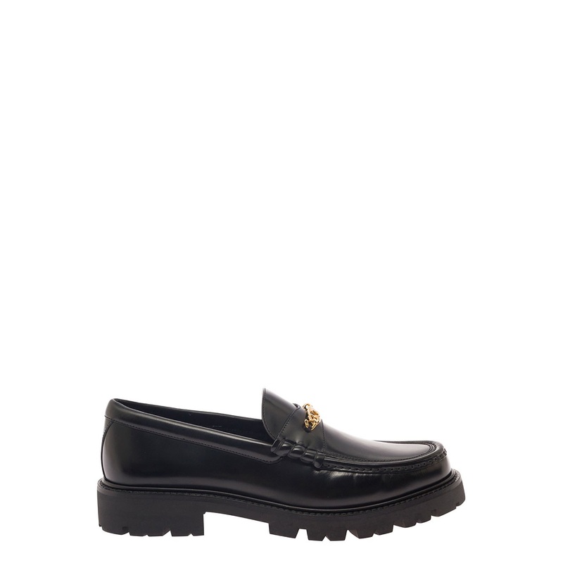 Black Loafer with Triomphe Chain in Polished Leather