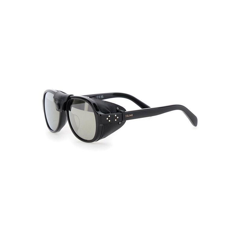 Black Sunglasses with Logo Lettering on the Temples in Acetate Man