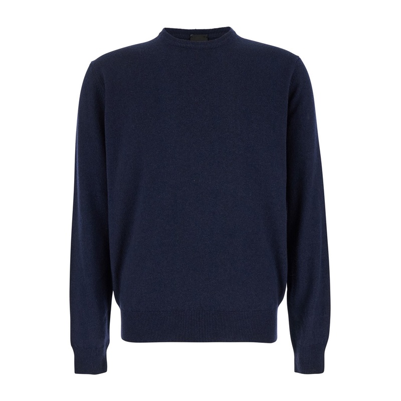 Blue Crewneck Sweater in Merino Wool and Silk Blend Man