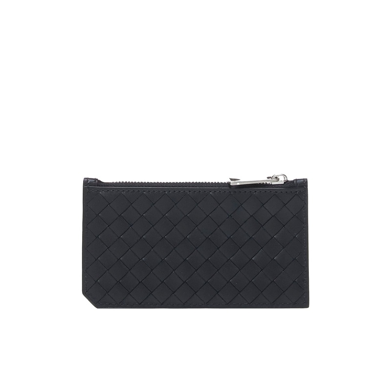 Intrecciato Piccolo leather zip card case