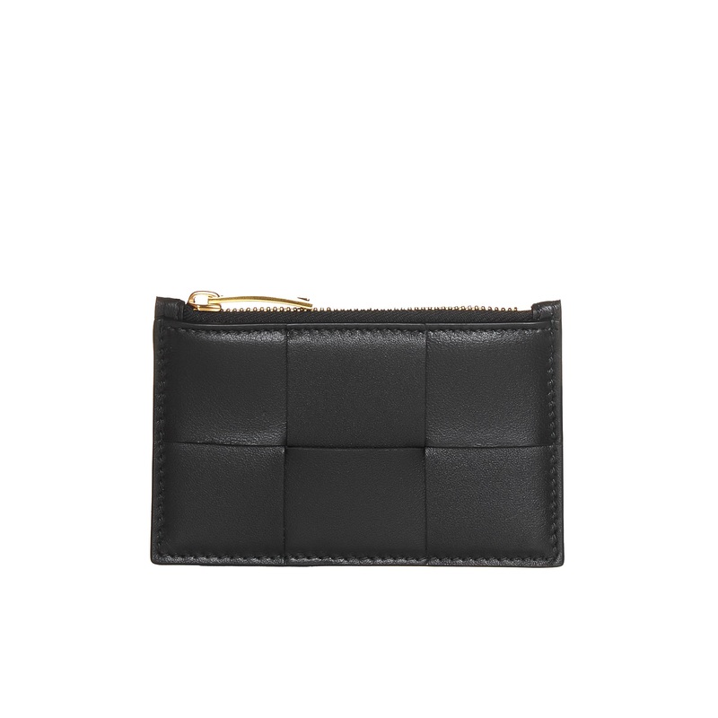 Intreccio leather zip card holder