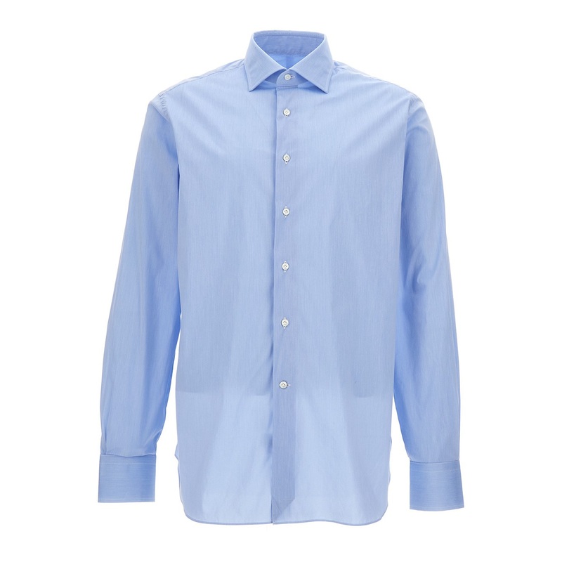 Light Blue Shirt with Button Fastening in Cotton Man