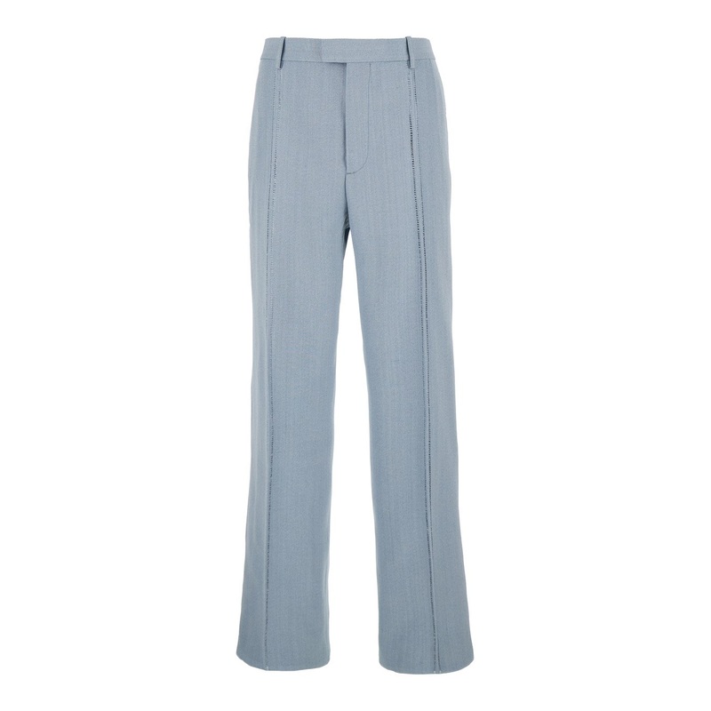 Light Blue Tailored Pants in Silk Blend Man