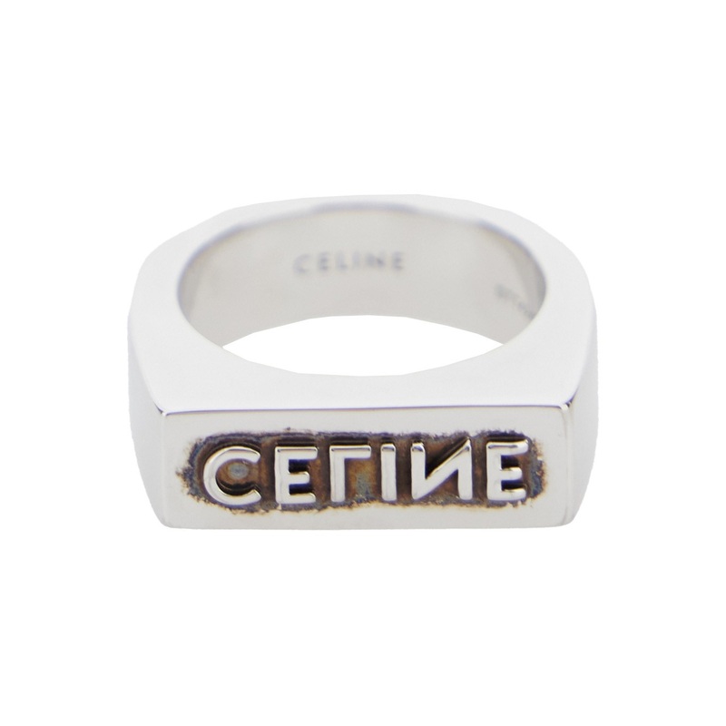 Metallic Ring with Logo Lettering on the Front in Brass Man