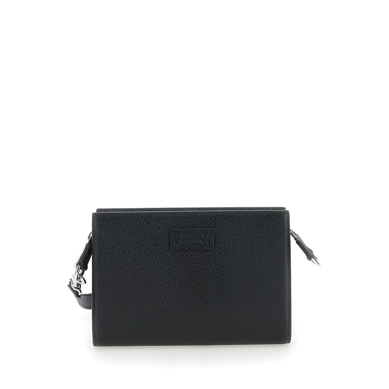 Super Mini Crossbody Bag with Logo Patch in Leather Man