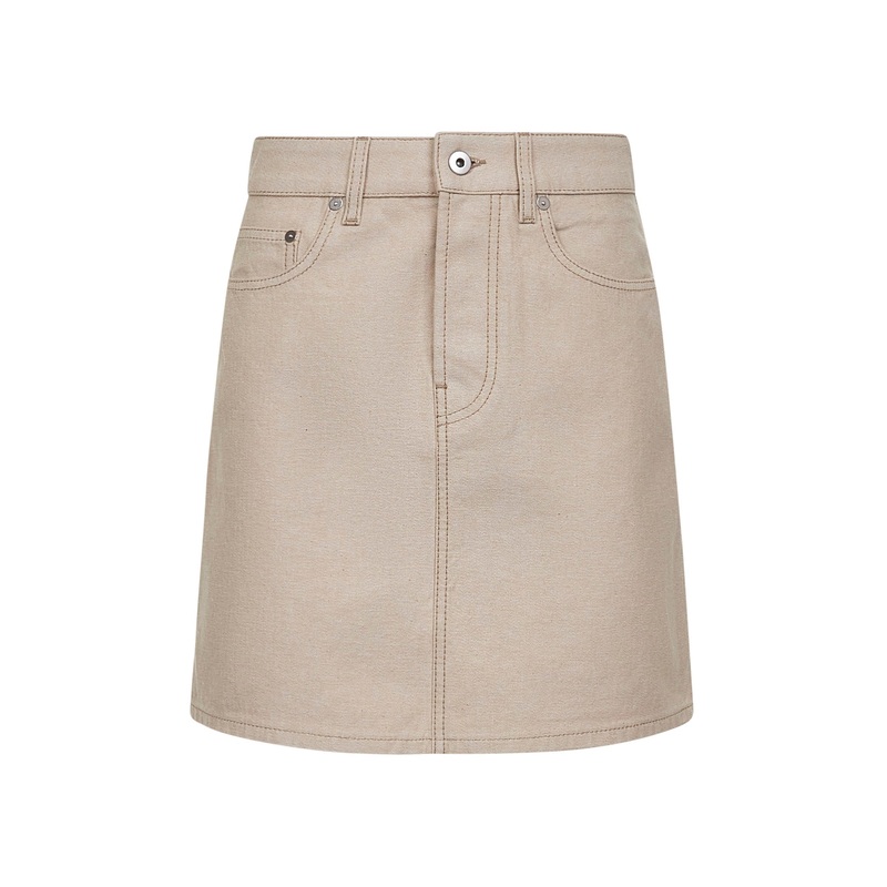 Beige cotton denim mini skirt|8|10