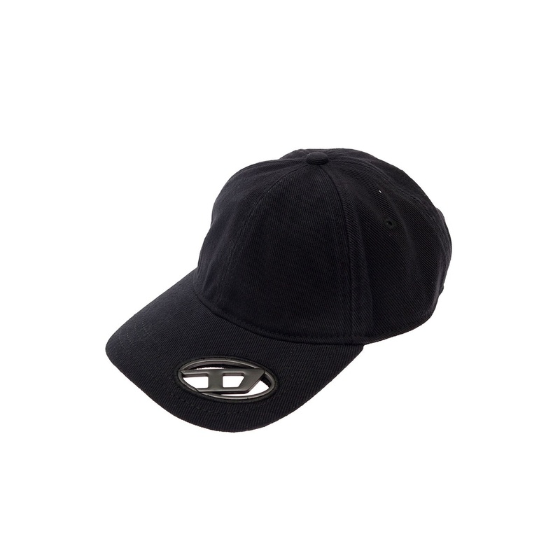 Black Baseball Cap with Oval D Cut-Out in Cotton Man