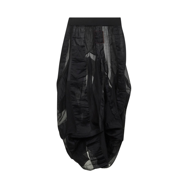Black cotton and silk voile Greta long skirt