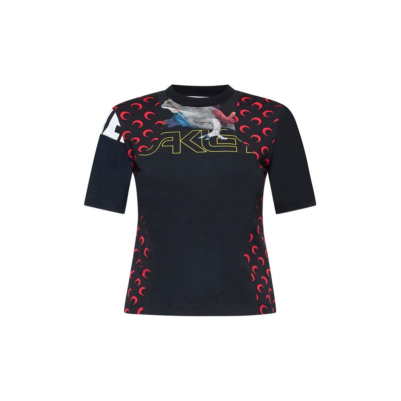 Black cotton regenerated graphic T-shirt