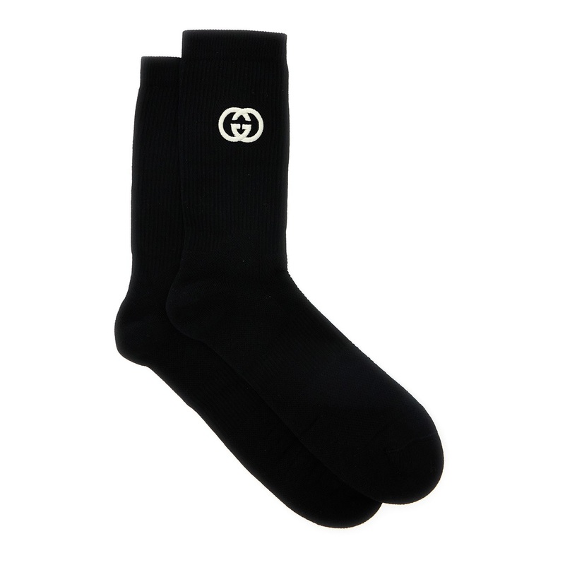 Black GG Logo Socks in Cotton Man