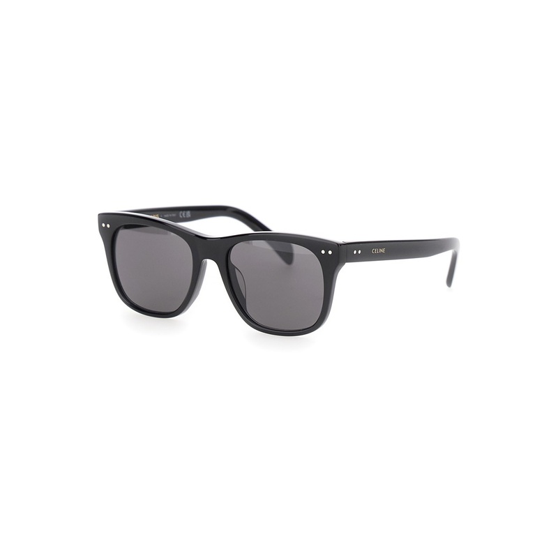 Black Sunglasses with Logo on the Temples and Dark Lenses in Acetate Man