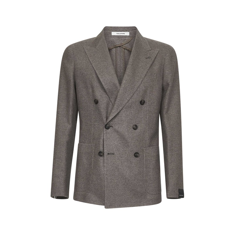 Brown silk and wool Montecarlo double-breasted blazer