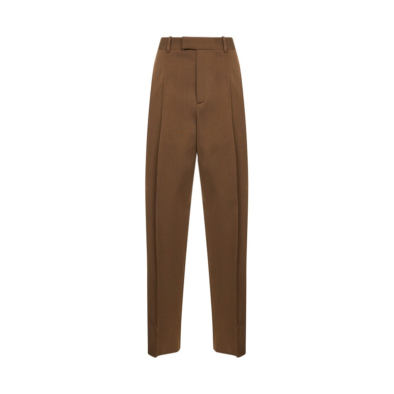 Brown wool straight leg trousers