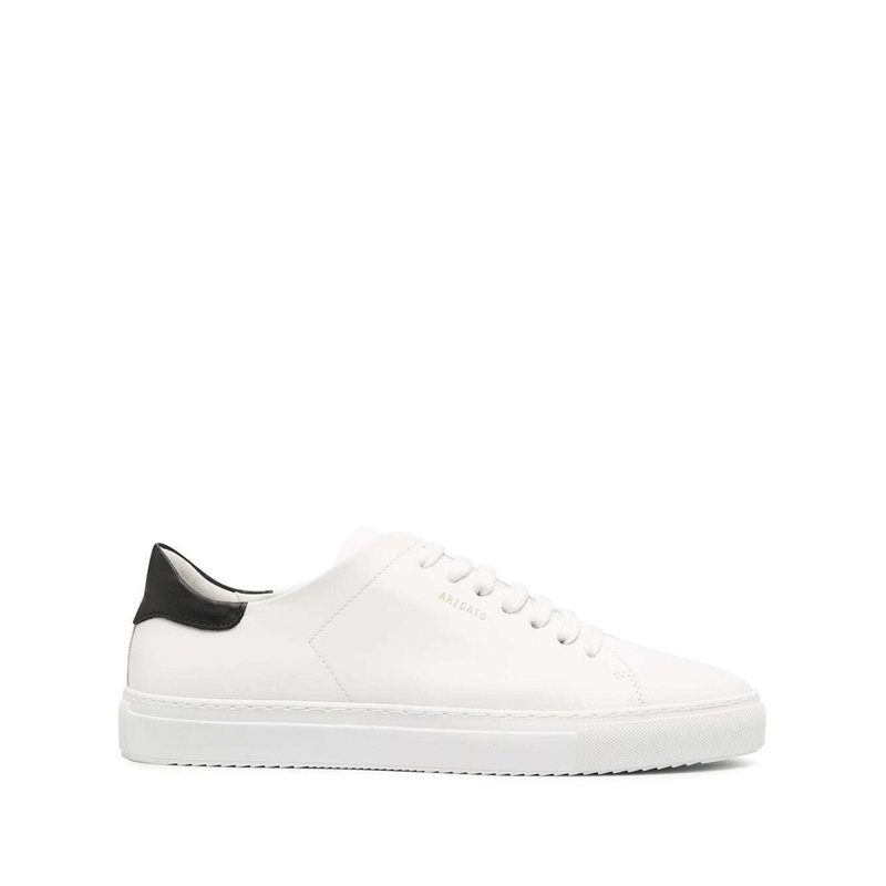 ‘Clean 90 Contrast’ White Low Top Sneakers with Laminated Logo in Leather Man