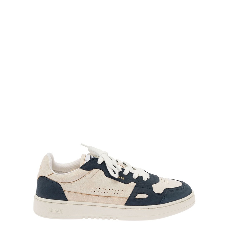 ‘Dice Lo’ Blue and White Low Top Sneakers with Logo Detail in Leather Man