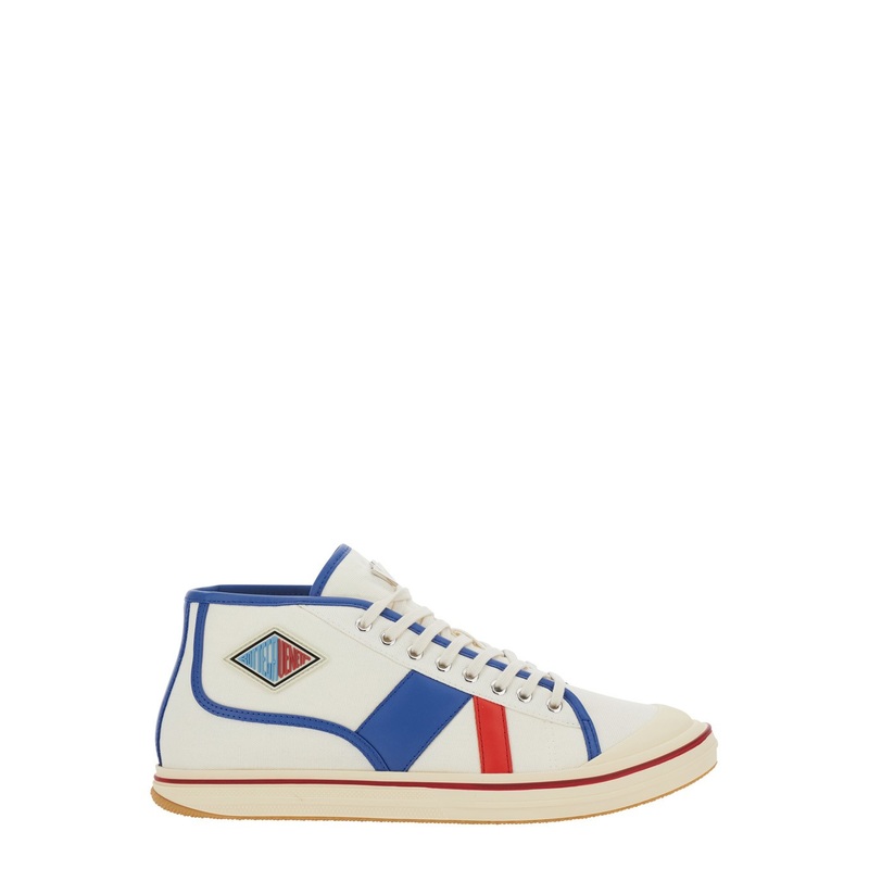 ‘Eliot’ Multicolor Sneakers with Logo Label on the Side and Leather Inserts in Cotton and Leather Blend Man