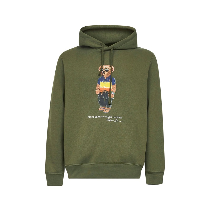 Green cotton blend Polo Bear hoodie