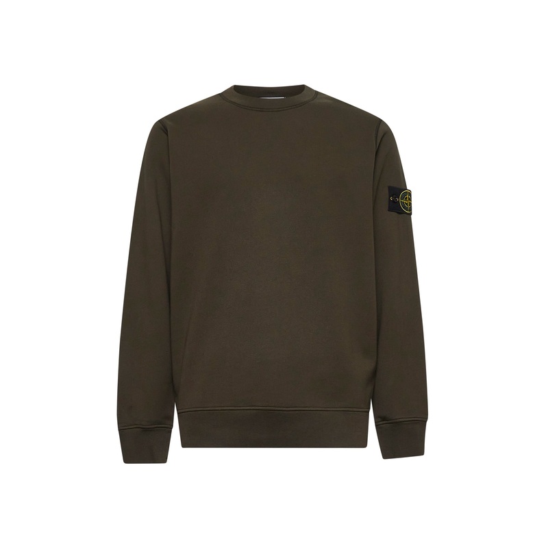 Green organic cotton fleece crewneck sweatshirt