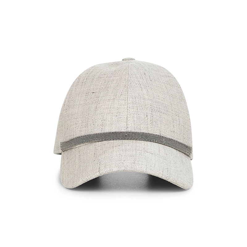 Grey linen Shiny Band baseball cap