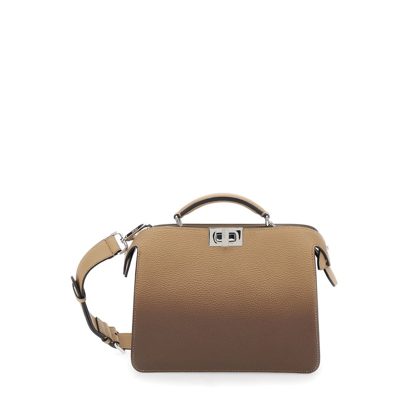 ‘ISeeU Small’ Beige Handbag with Removable Internal Pocket and Faded Effect in Leather Man