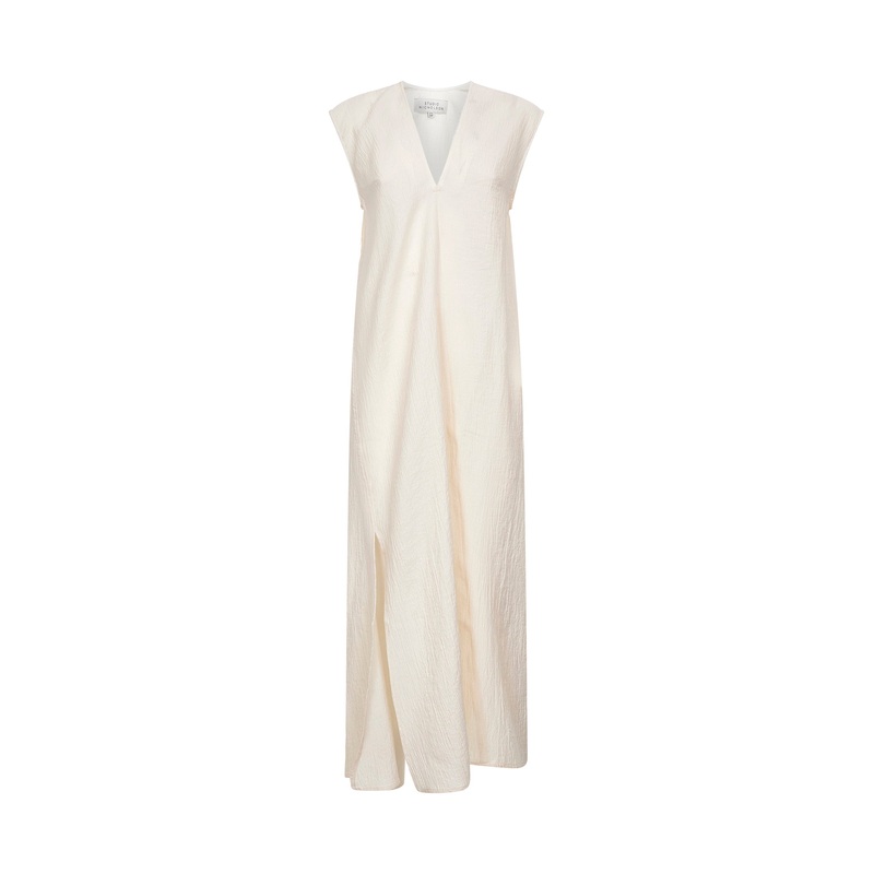 Ivory linen blend Lise midi dress