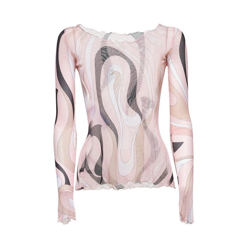 Marmo print tulle top|38|40|42|44