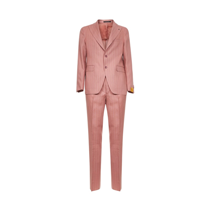 Pink pinstriped linen Vesuvio single breasted suit