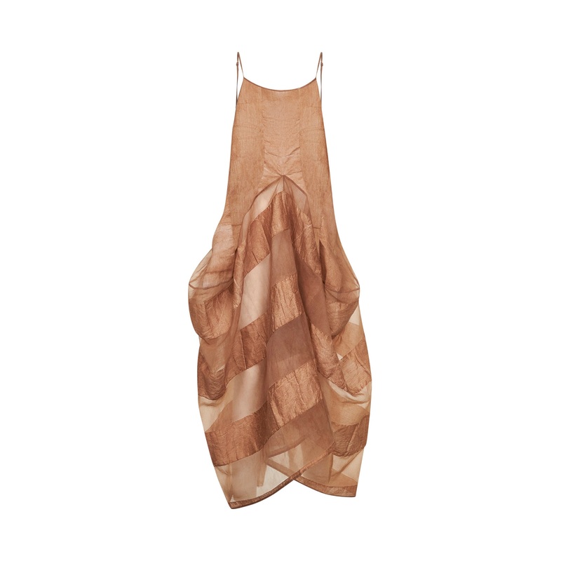 Rose linen and silk voile Adley long dress